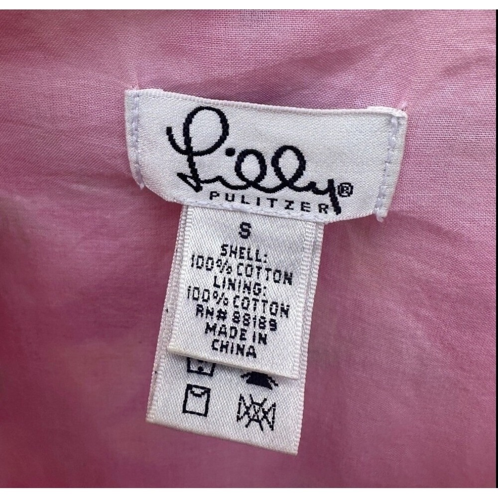 Lilly Pulitzer‎ Women's Pink Floral Cotton Dress Size Small Long Sleeve Cover Up - Picture 3 of 5